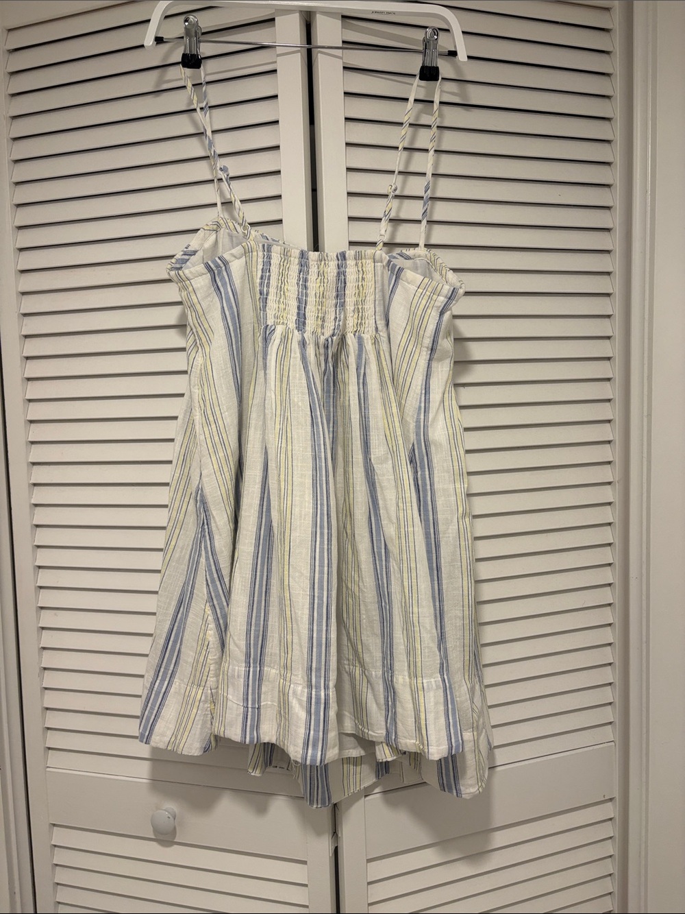 Striped Blue and Yellow Spaghetti Strap Sundress - Picture 3 of 6